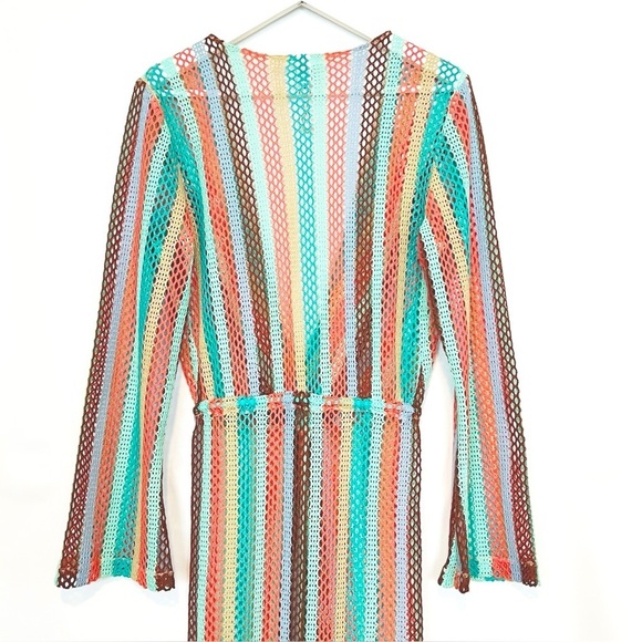 Luli Fama La Gloria Cubana Crochet Maxi Cover-Up Dress Multicolor Sheer XS - Picture 8 of 13